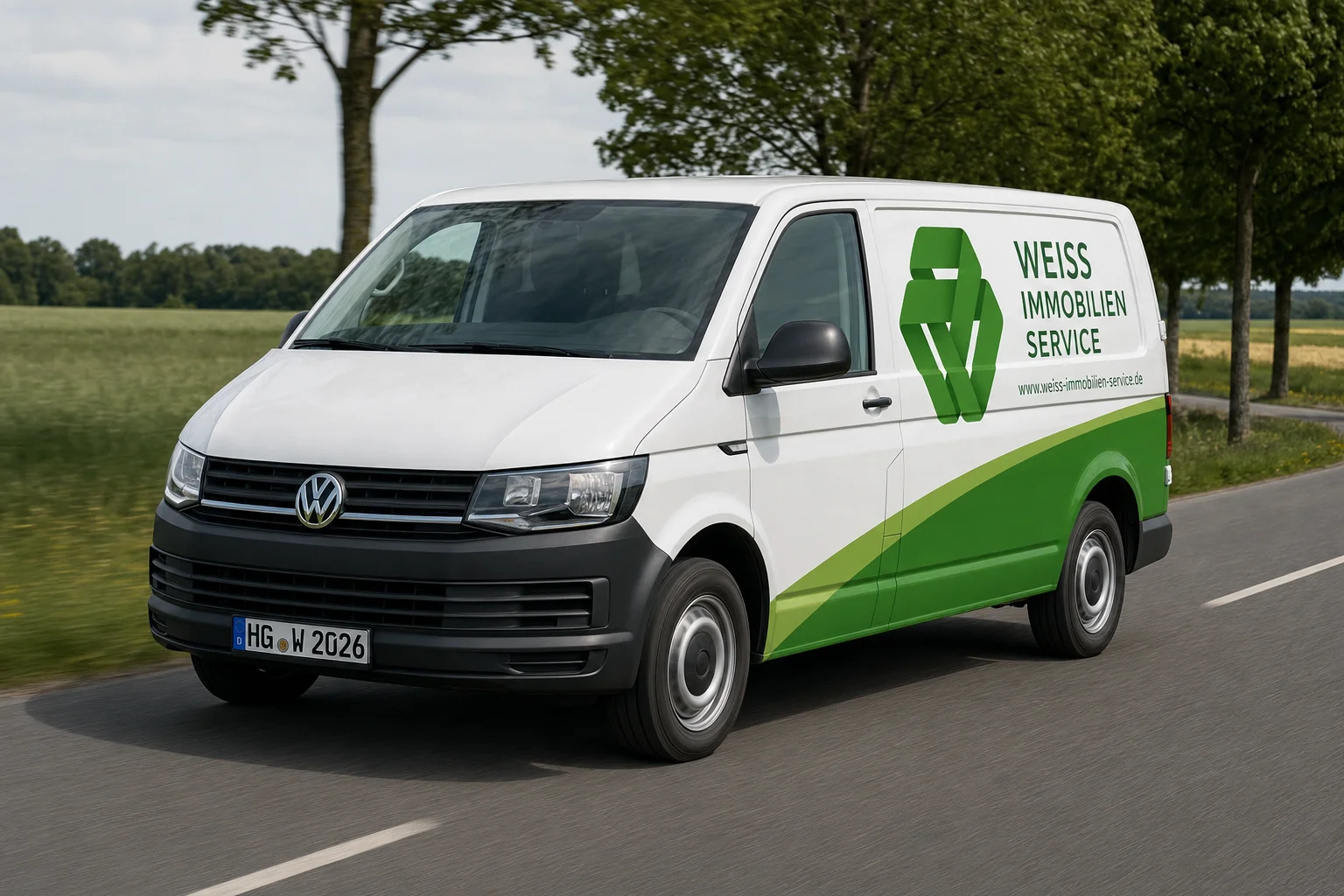 Firmenfahrzeug von Weiss Immobilien Service im Notfalleinsatz